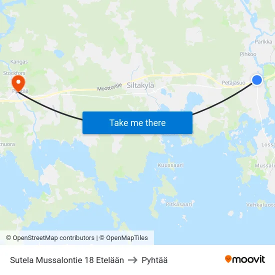Sutela Mussalontie 18 Etelään to Pyhtää map