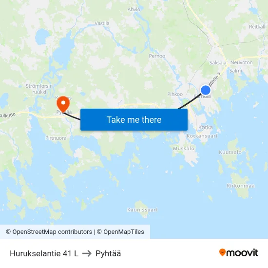 Hurukselantie 41 L to Pyhtää map