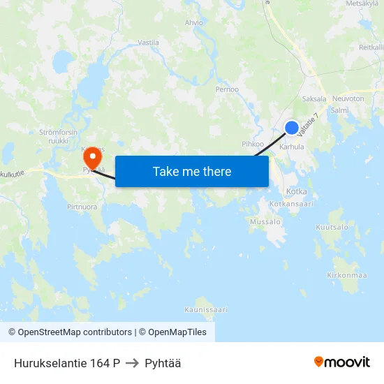 Hurukselantie 164 P to Pyhtää map