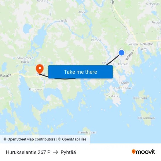 Hurukselantie 267 P to Pyhtää map