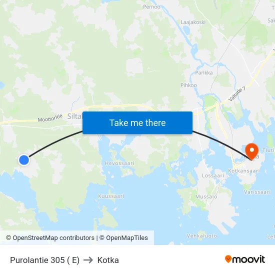 Purolantie 305 ( E) to Kotka map