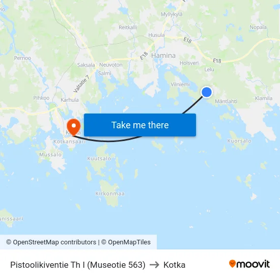 Pistoolikiventie Th I         (Museotie 563) to Kotka map