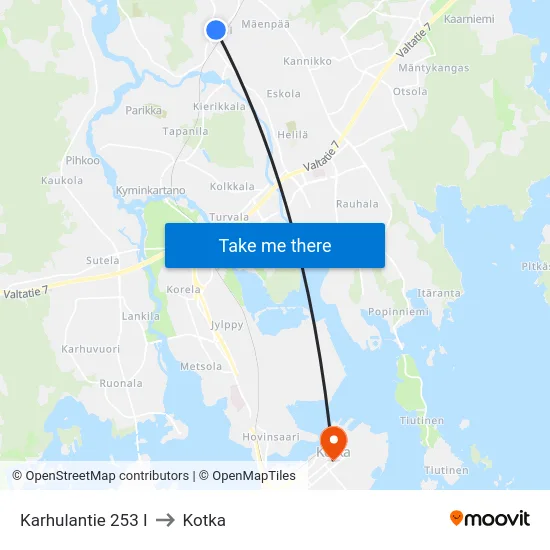 Karhulantie 253 I to Kotka map