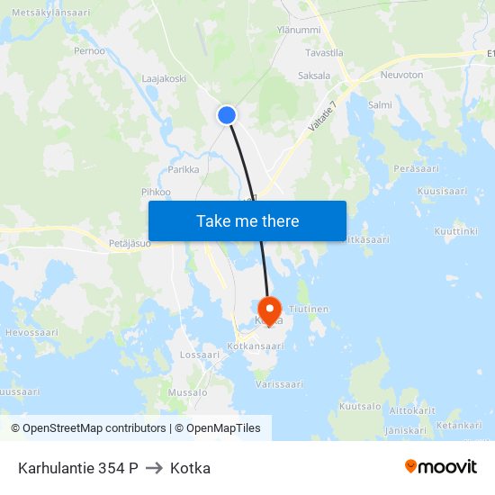 Karhulantie 354 P to Kotka map