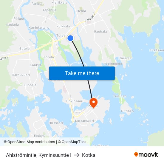 Ahlströmintie, Kyminsuuntie I to Kotka map