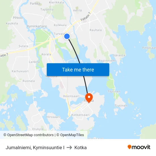 Jumalniemi, Kyminsuuntie I to Kotka map