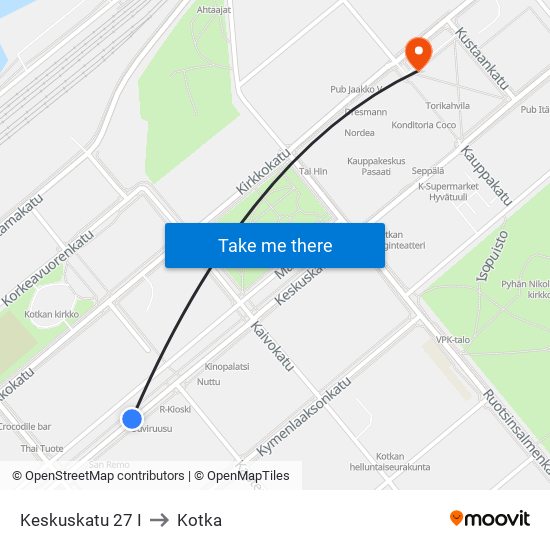 Keskuskatu 27 I to Kotka map