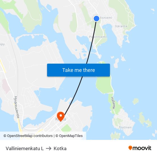 Valliniemenkatu L to Kotka map