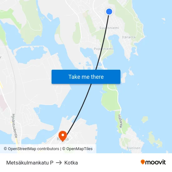 Metsäkulmankatu P to Kotka map