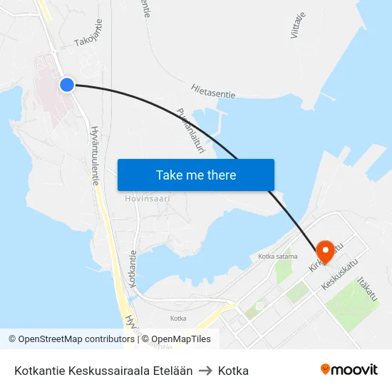 Kotkantie  Keskussairaala Etelään to Kotka map