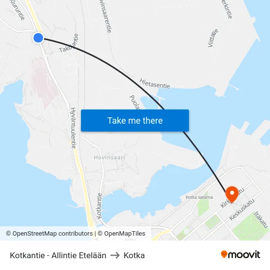 Kotkantie - Allintie Etelään to Kotka map