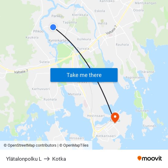 Ylätalonpolku L to Kotka map