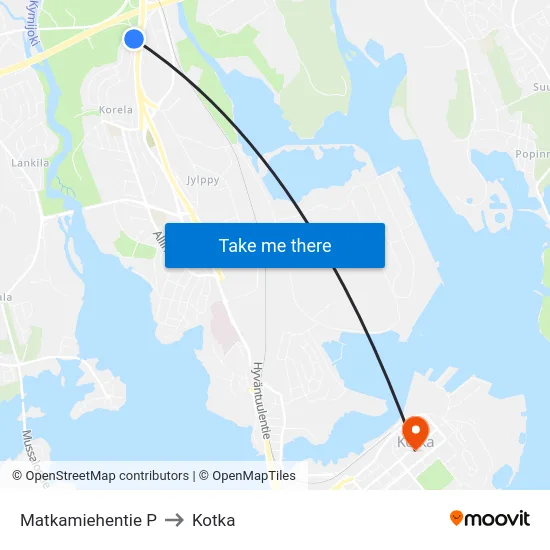 Matkamiehentie P to Kotka map