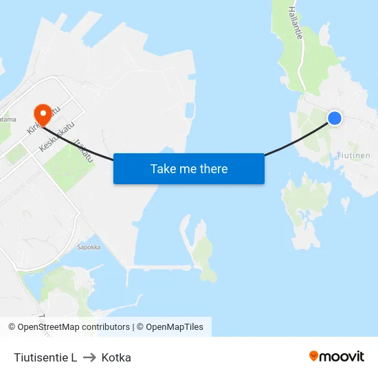 Tiutisentie L to Kotka map
