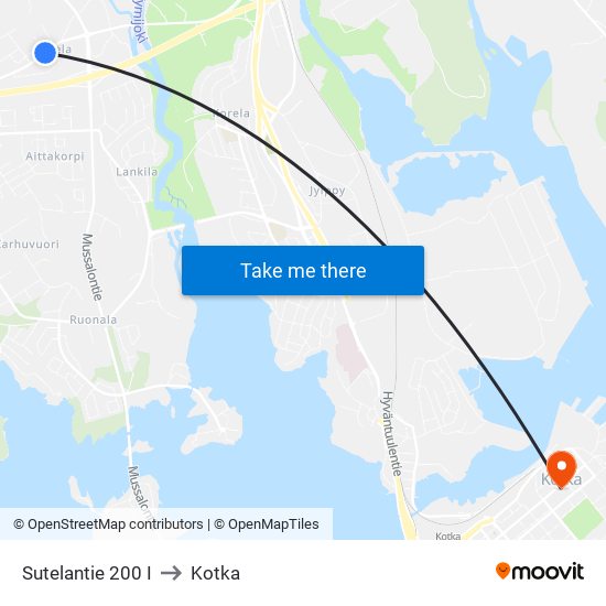 Sutelantie 200 I to Kotka map