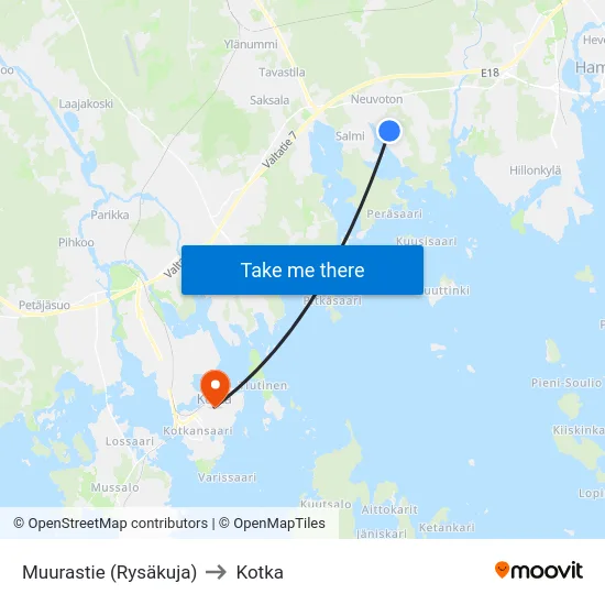 Muurastie  (Rysäkuja) to Kotka map