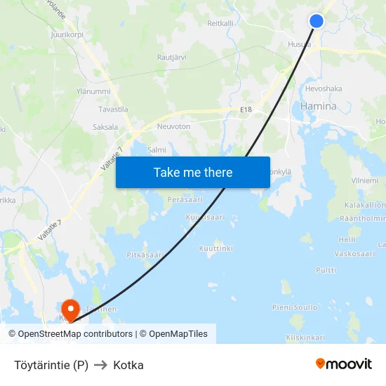 Töytärintie (P) to Kotka map