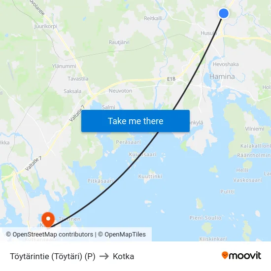Töytärintie  (Töytäri) (P) to Kotka map
