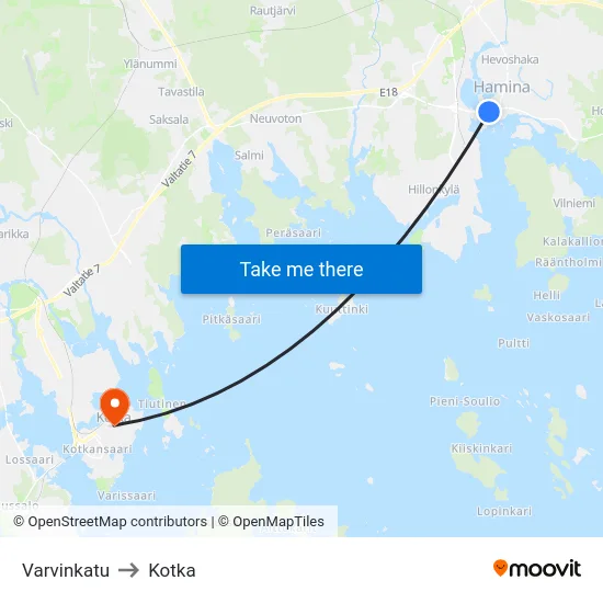 Varvinkatu to Kotka map