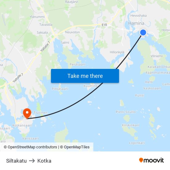 Siltakatu to Kotka map