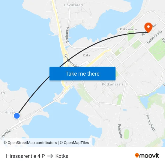 Hirssaarentie 4 P to Kotka map