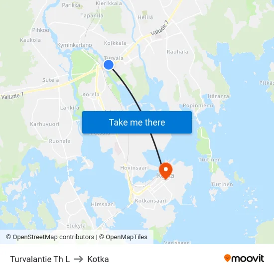 Turvalantie Th L to Kotka map