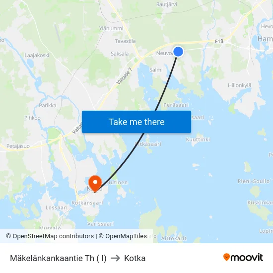 Mäkelänkankaantie Th ( I) to Kotka map
