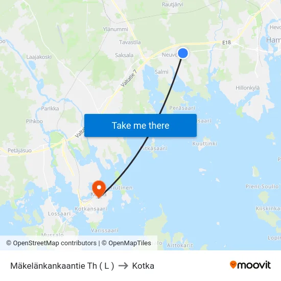 Mäkelänkankaantie Th ( L ) to Kotka map
