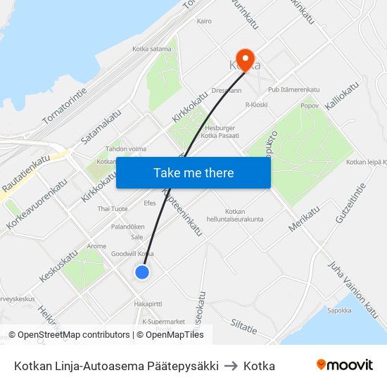 Kotkan Linja-Autoasema Päätepysäkki to Kotka map