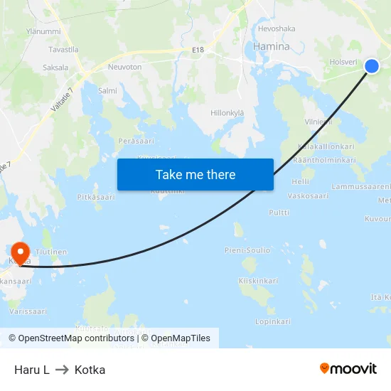 Haru L to Kotka map