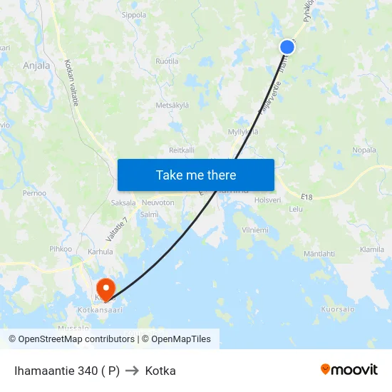 Ihamaantie 340 ( P) to Kotka map