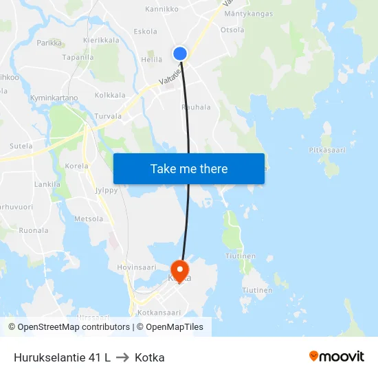 Hurukselantie 41 L to Kotka map