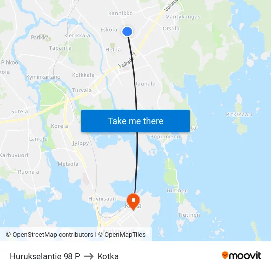 Hurukselantie 98 P to Kotka map