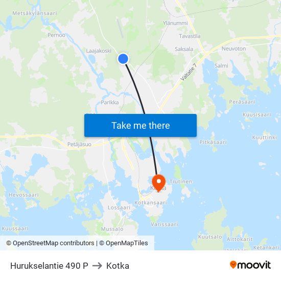 Hurukselantie 490 P to Kotka map