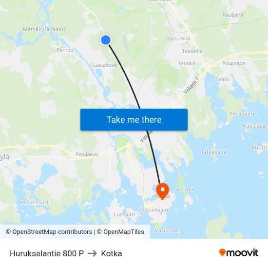 Hurukselantie 800 P to Kotka map