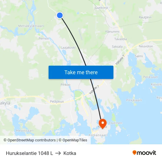 Hurukselantie 1048 L to Kotka map
