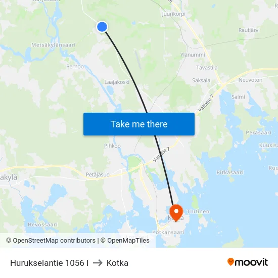Hurukselantie 1056 I to Kotka map