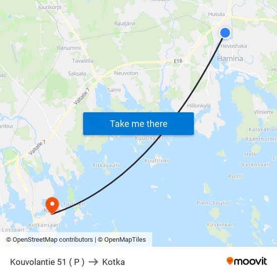 Kouvolantie 51 ( P ) to Kotka map