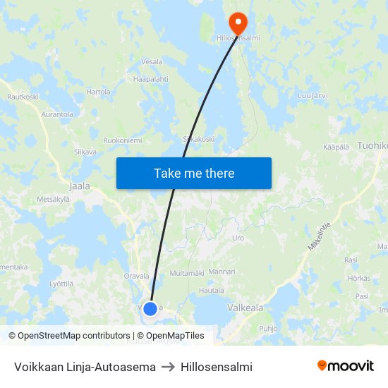 Voikkaan Linja-Autoasema to Hillosensalmi map