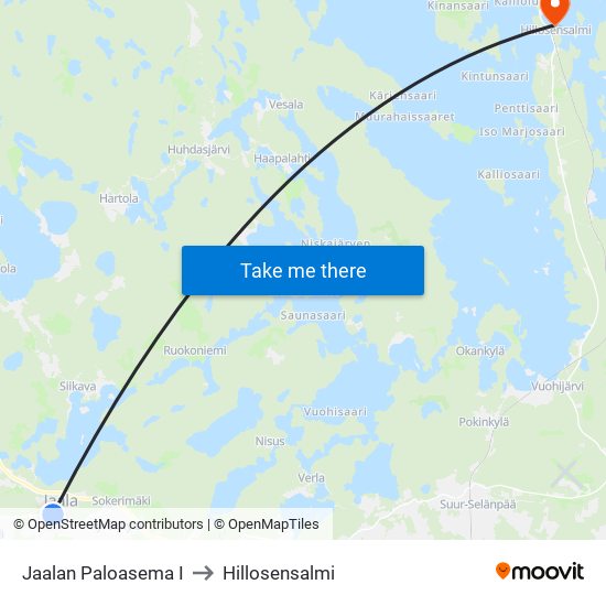 Jaalan Paloasema I to Hillosensalmi map