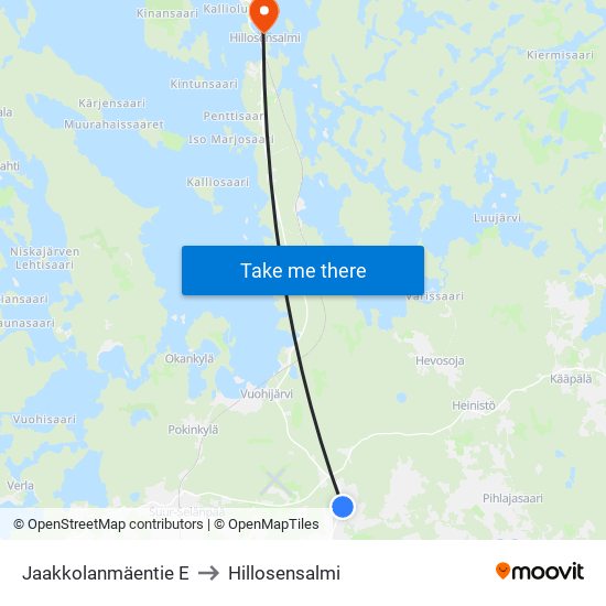 Jaakkolanmäentie E to Hillosensalmi map