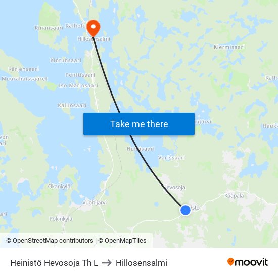 Heinistö Hevosoja Th L to Hillosensalmi map