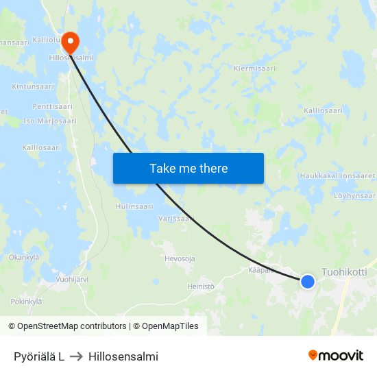 Pyöriälä L to Hillosensalmi map