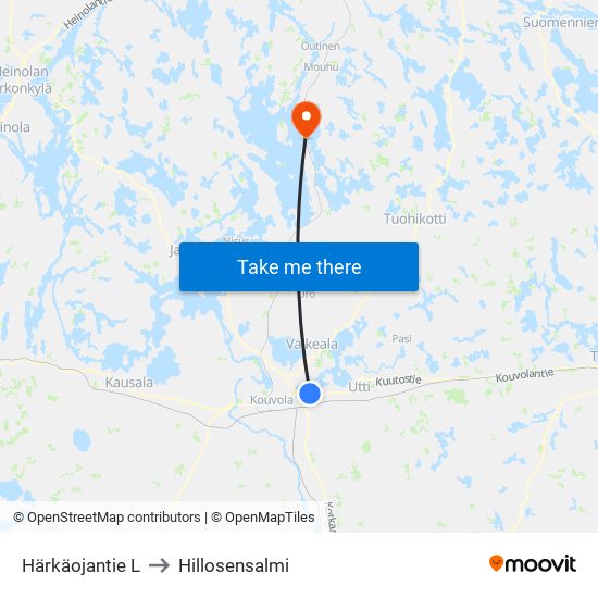 Härkäojantie L to Hillosensalmi map