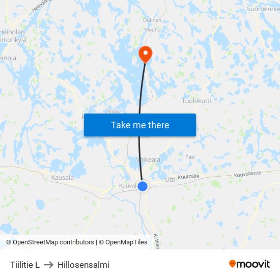 Tiilitie L to Hillosensalmi map