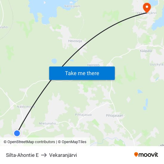 Silta-Ahontie E to Vekaranjärvi map