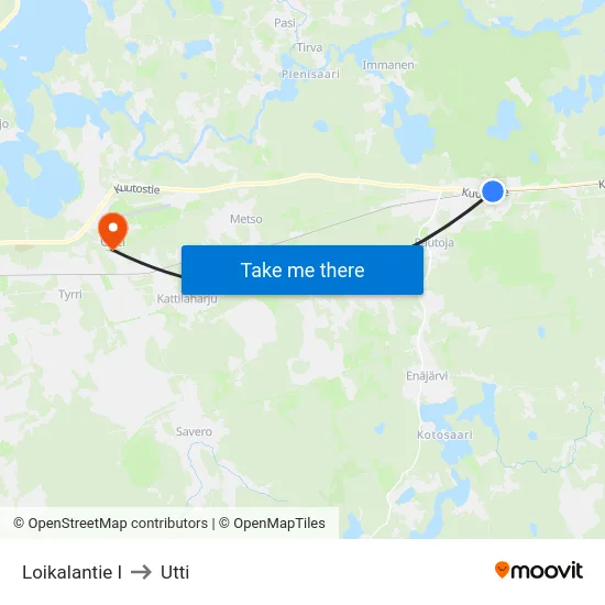 Loikalantie I to Utti map