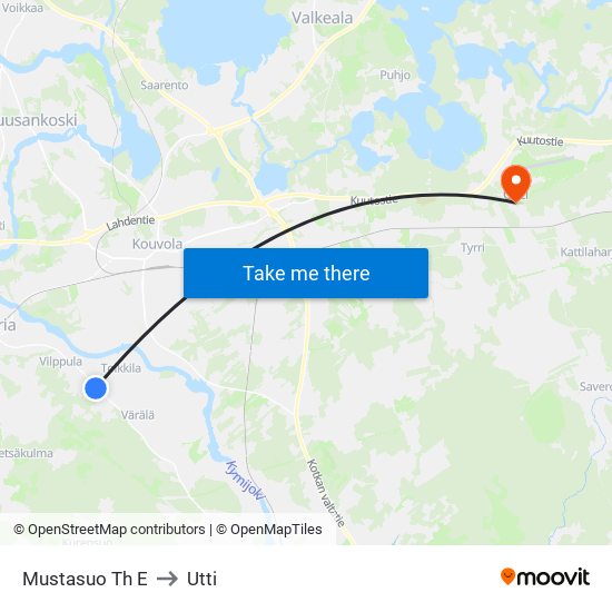 Mustasuo Th E to Utti map