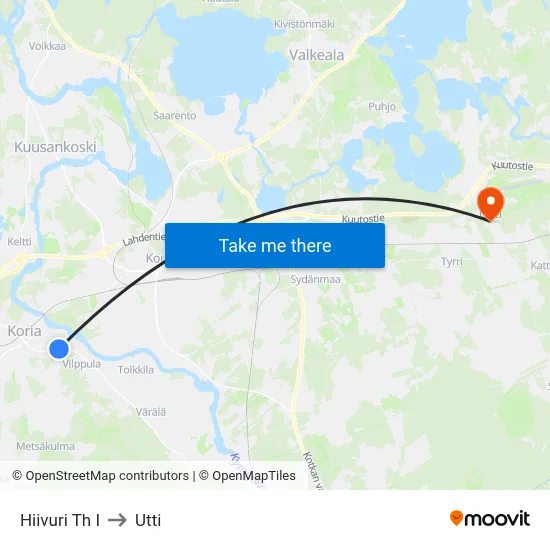 Hiivuri Th I to Utti map