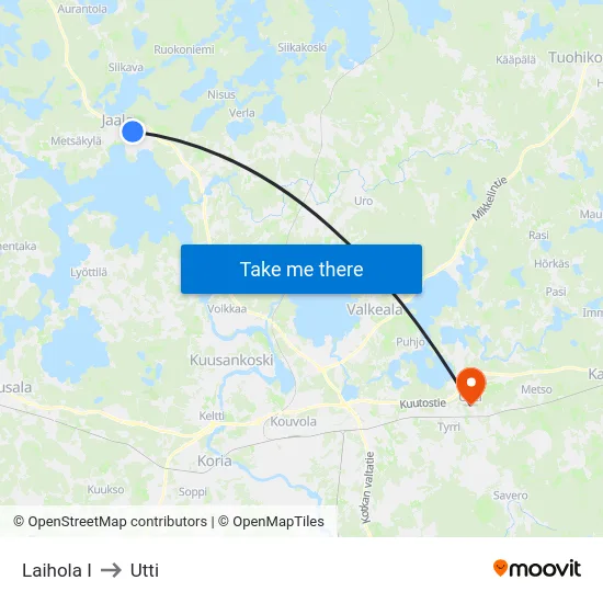 Laihola I to Utti map